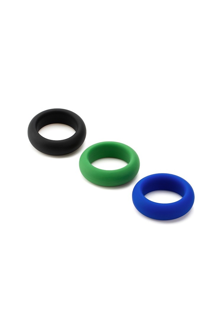 Zestaw Trzech Rozciągliwych Silikonowych Pierścieni Erekcyjnych Silicone Cock Ring Trio - All 3 Stretch Levels Je Joue