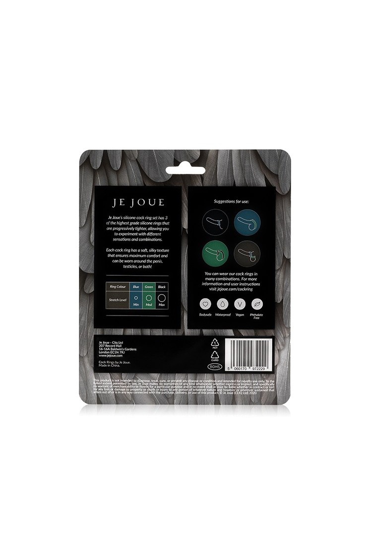 Zestaw Trzech Rozciągliwych Silikonowych Pierścieni Erekcyjnych Silicone Cock Ring Trio - All 3 Stretch Levels Je Joue
