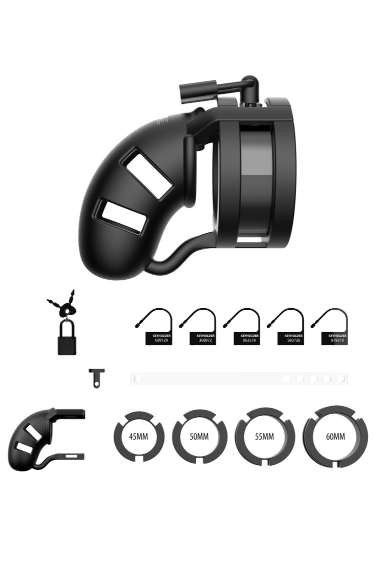 Silikonowy Pas Cnoty Z Paskiem Rozdzielającym Jądra Chastity Model 18 Silicone Cage Ballsplitter Black ManCage