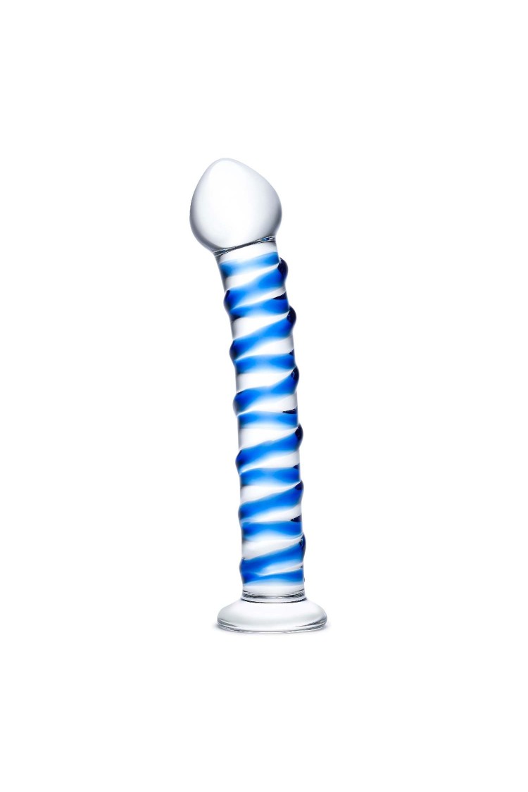 Szklane Dildo Z Niebieską Spiralą Dookoła Blue Spiral S Dildo Glas