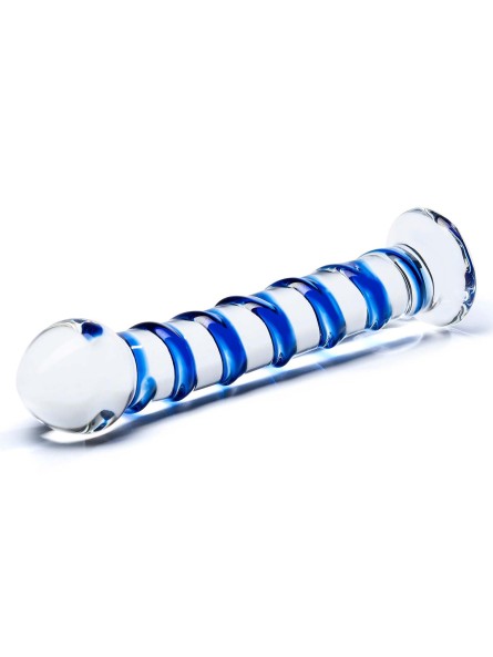 Szklane Dildo Z Niebieską Spiralą Dookoła Blue Spiral S Dildo Glas