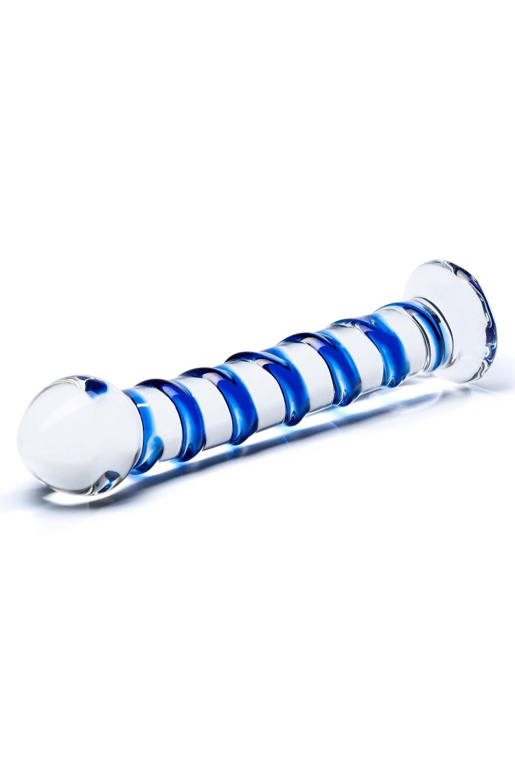 Szklane Dildo Z Niebieską Spiralą Dookoła Blue Spiral S Dildo Glas