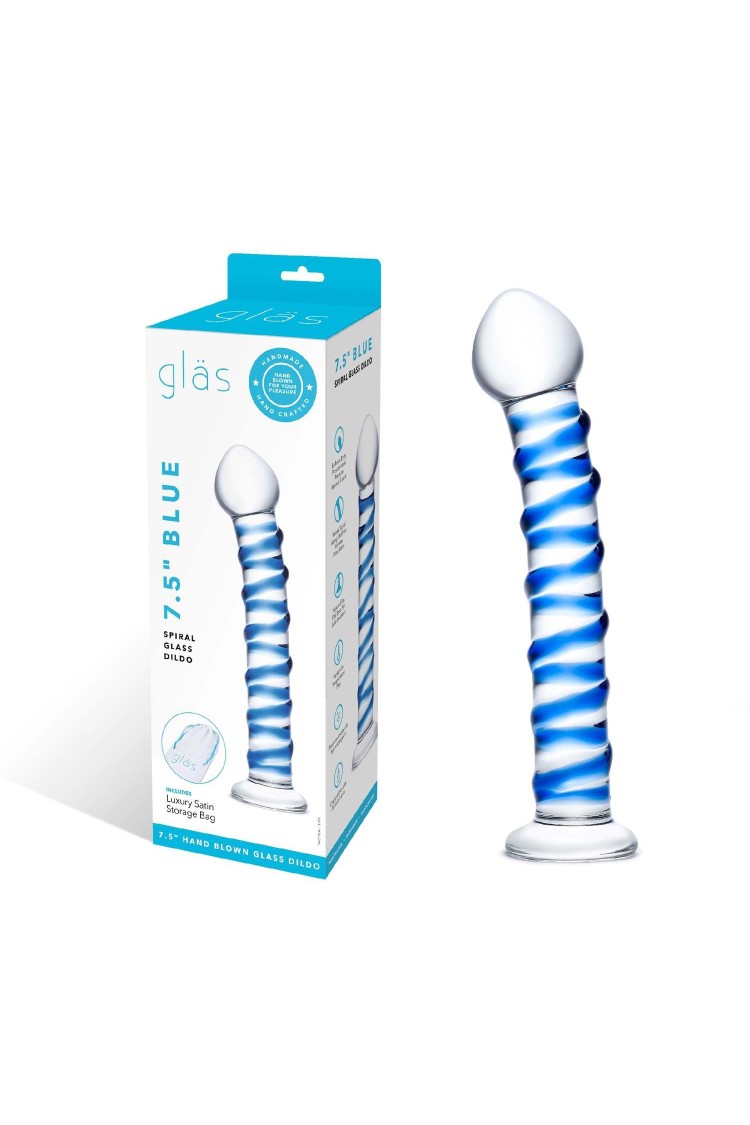 Szklane Dildo Z Niebieską Spiralą Dookoła Blue Spiral S Dildo Glas