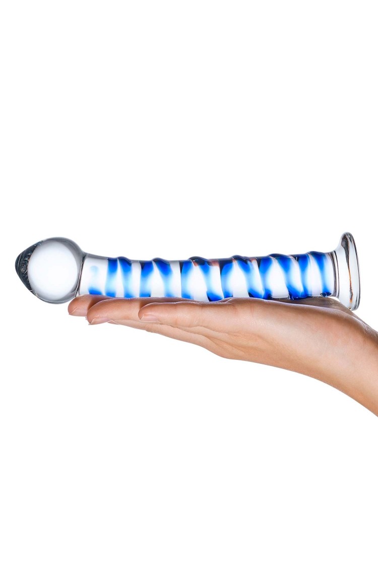Szklane Dildo Z Niebieską Spiralą Dookoła Blue Spiral S Dildo Glas