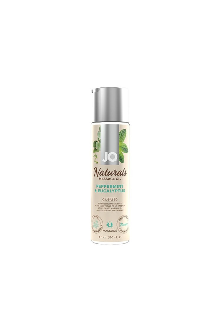 Naturalny Olejek Do Masażu O Zapachu Mięty I Eukaliptusa Naturals Massage Oil Peppermint & Eucalyptus 120 Ml System JO