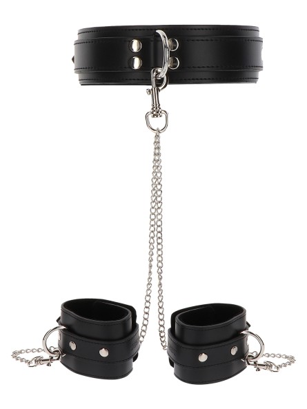 Obróżka Z Kajdankami Heavy Collar And Wrist Cuffs Black Taboom