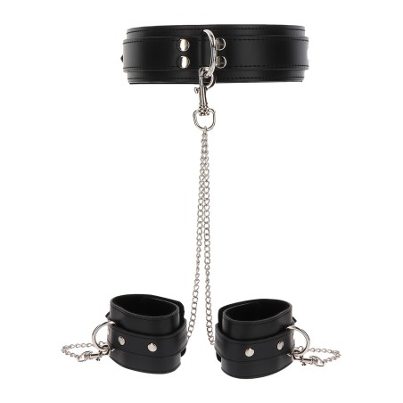 Obróżka Z Kajdankami Heavy Collar And Wrist Cuffs Black Taboom