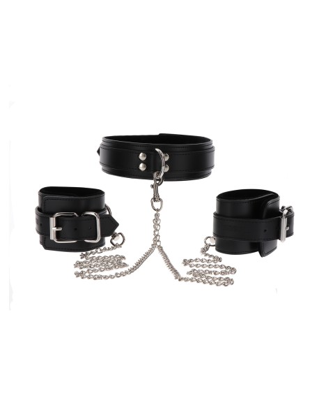 Obróżka Z Kajdankami Heavy Collar And Wrist Cuffs Black Taboom
