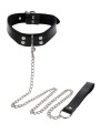 Obróżka Ze Smyczą Elegant Collar And Chain Leash Black Taboom