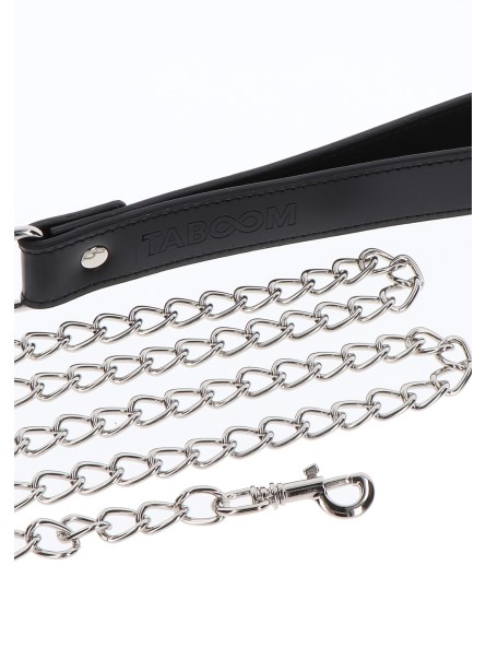 Obróżka Ze Smyczą Elegant Collar And Chain Leash Black Taboom