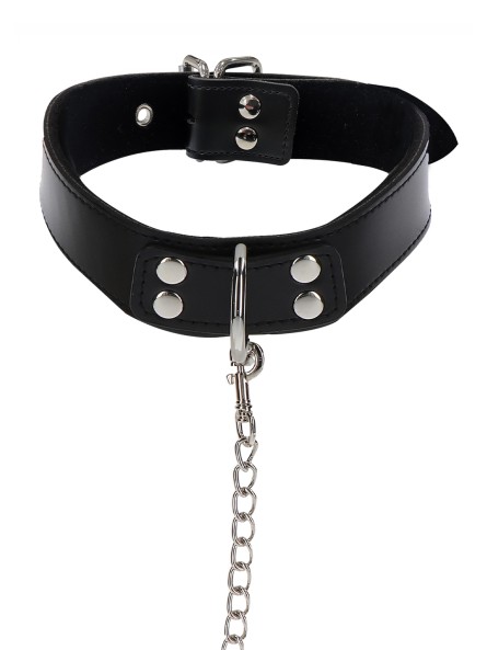Obróżka Ze Smyczą Elegant Collar And Chain Leash Black Taboom