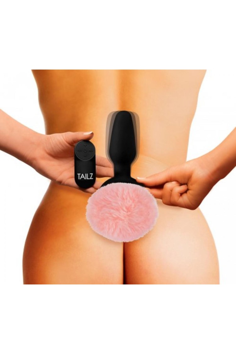 Pink Bunny Tail Vibrating Anal Plug Tailz