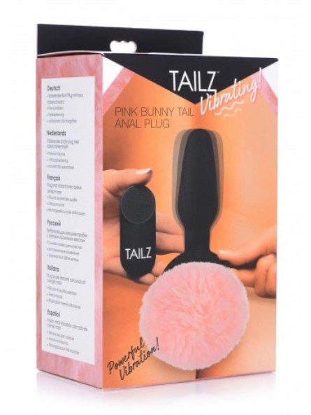 Pink Bunny Tail Vibrating Anal Plug Tailz