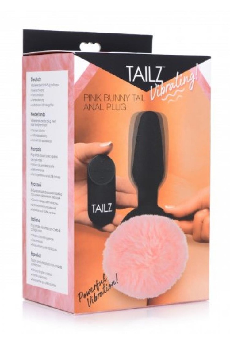 Pink Bunny Tail Vibrating Anal Plug Tailz