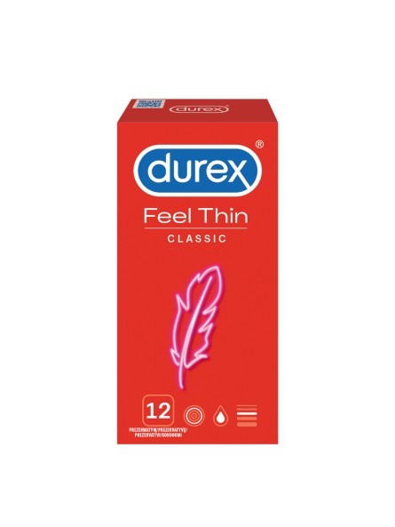 Super Cieńkie Prezerwatywy Lateksowe Feel Thin Classic 12 Szt. Durex