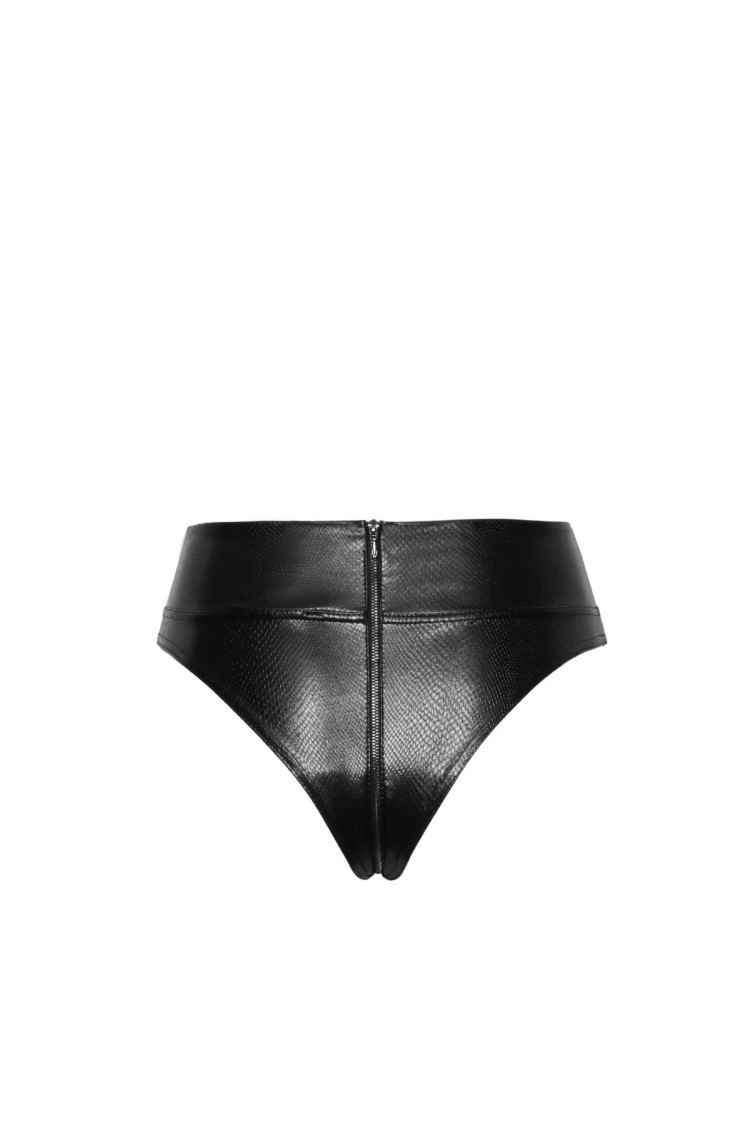 Figi F276 Snake wetlook panty with zipper XL Noir Handmade