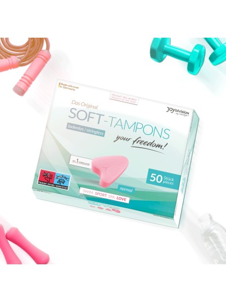Opakowanie Zbiorcze Tamponów Bezsznurkowych Soft-Tampons Normal Box Of 50 JoyDivision