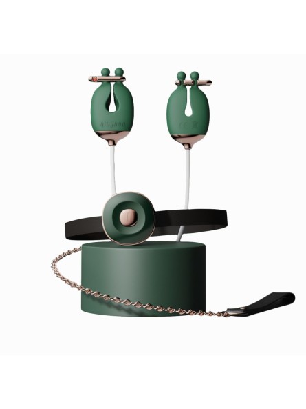 Zaciski No.2 Vibrating Nipple Clamps And Choker Set Green Qingnan