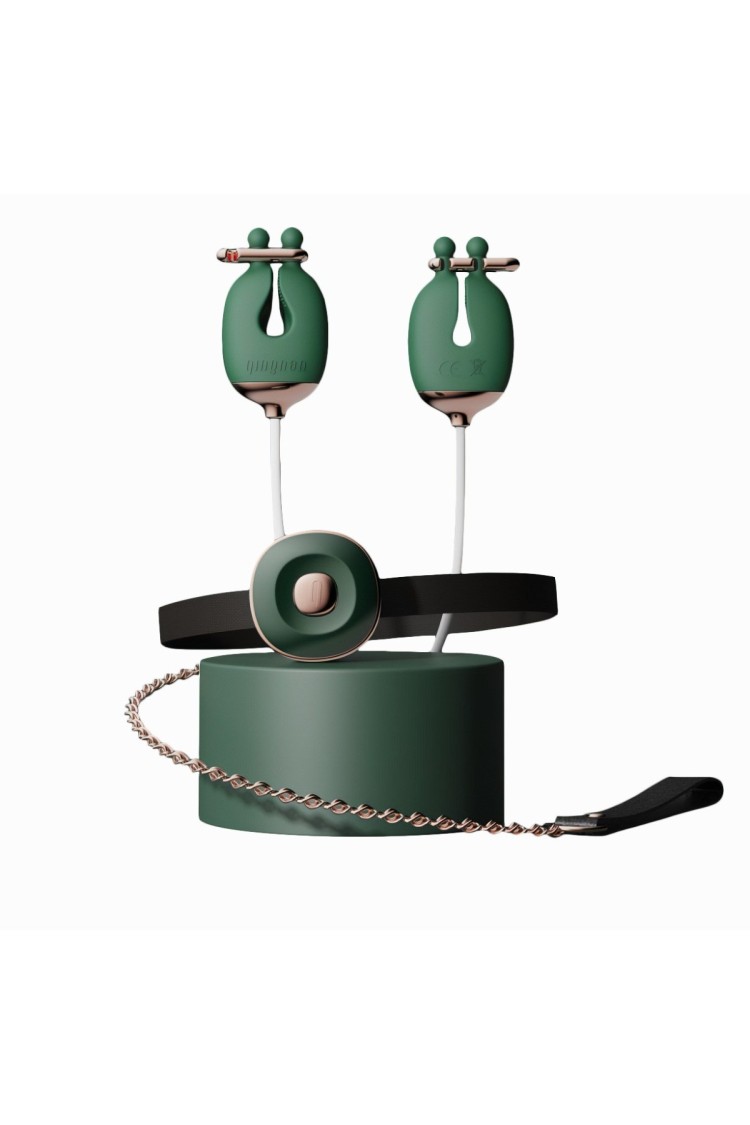 Zaciski No.2 Vibrating Nipple Clamps And Choker Set Green Qingnan
