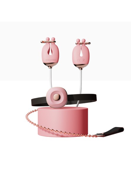 Zaciski No.2 Vibrating Nipple Clamps And Choker Set Pink Qingnan