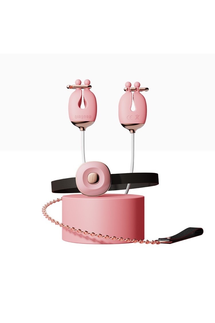 Zaciski No.2 Vibrating Nipple Clamps And Choker Set Pink Qingnan