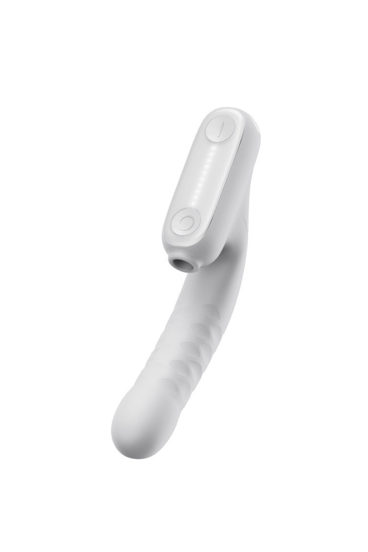 Wibrator No.7 Thrusting Vibrator With Suction White Qingnan