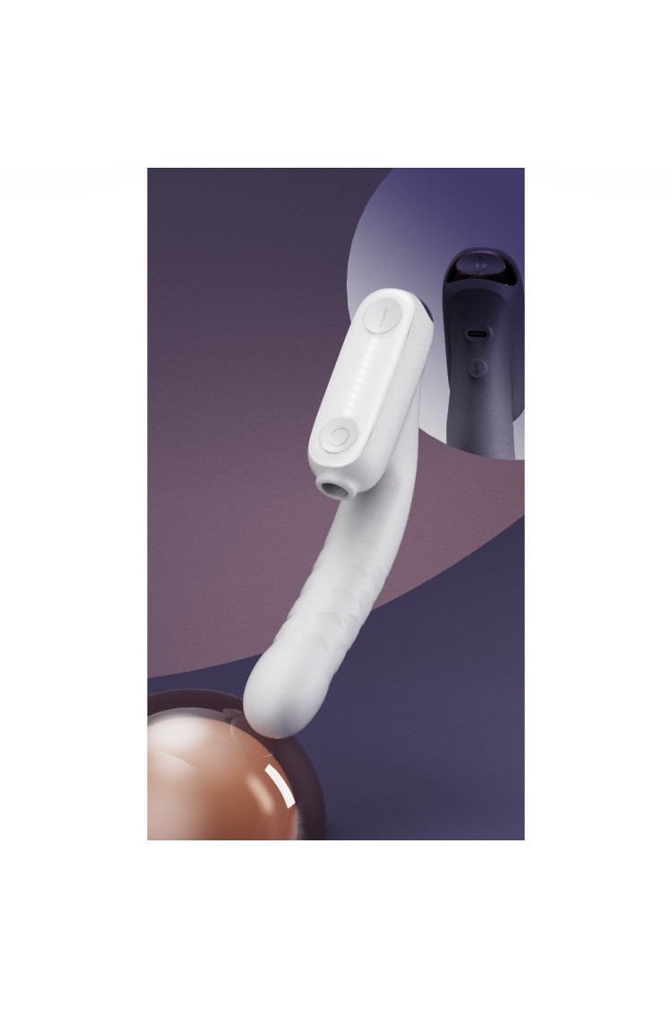 Wibrator No.7 Thrusting Vibrator With Suction White Qingnan