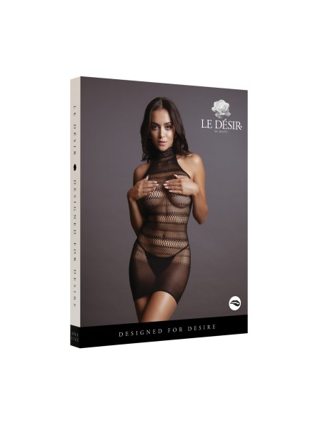 Sukienka Mini High Lace Neck Net Mini Dress Black Os Le Désir