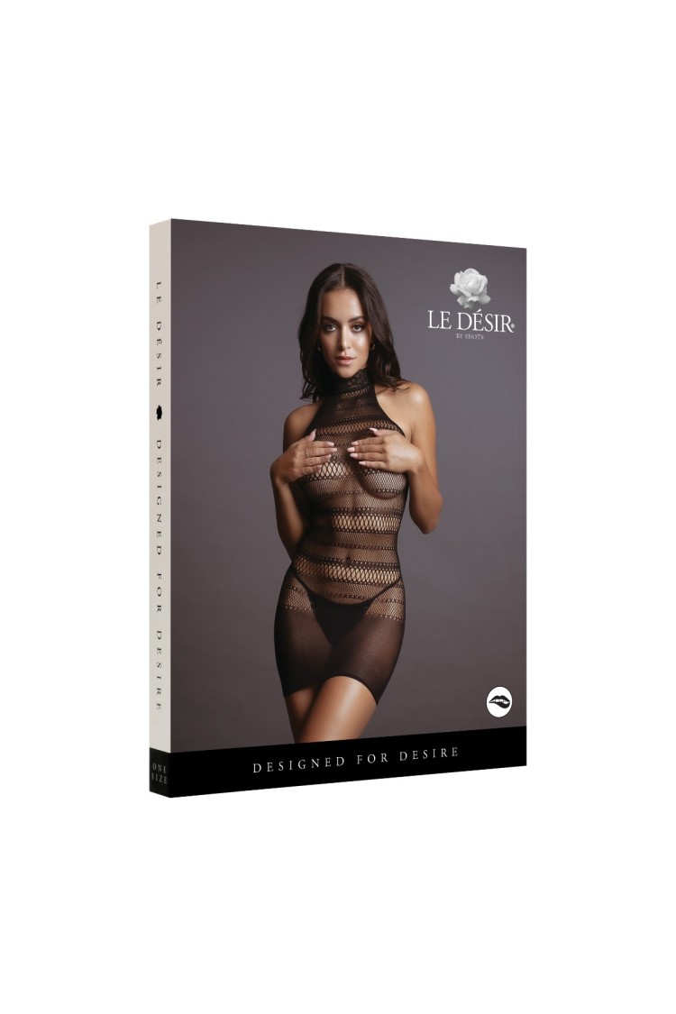 Sukienka Mini High Lace Neck Net Mini Dress Black Os Le Désir
