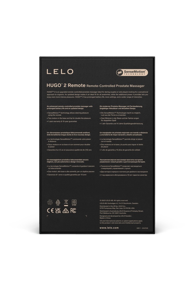 Masażer Prostaty Hugo 2 Remote Black Lelo
