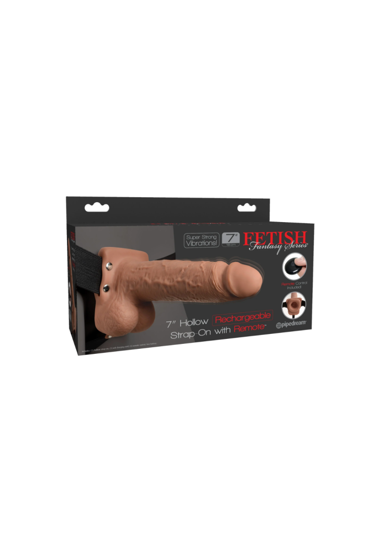 Uprząż Fetish Fantasy Series 7" Hollow Strap-On With Remote Tan Pipedream
