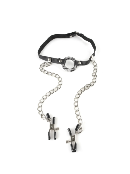 Zaciski Na Sutki Fetish Fantasy Series O-Ring Gag Nipple Clamps Pipedream