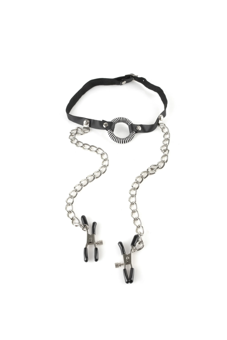 Zaciski Na Sutki Fetish Fantasy Series O-Ring Gag Nipple Clamps Pipedream