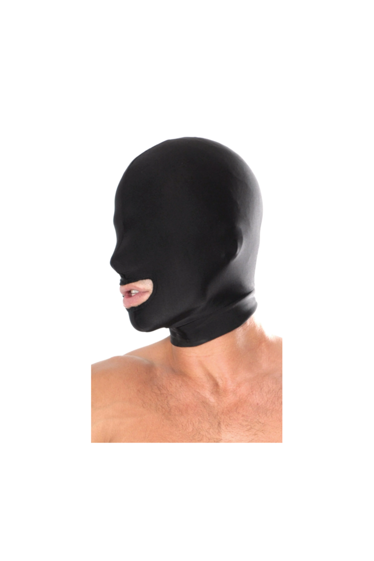 Maska Fetish Fantasy Series Spandex Open Mouth Hood Black Pipedream