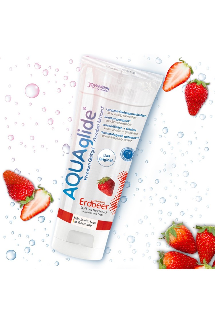 Lubrykant Wodny O Smaku Truskawkowym Aquaglide Strawberry 100 Ml JoyDivision