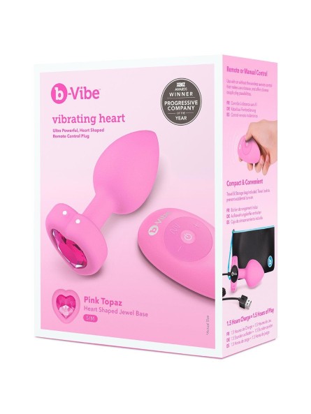 Korek Analny Vibrating Heart Shape Jewel Plug S/M Pink b-Vibe