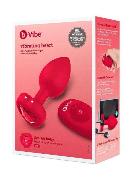 Korek Analny Vibrating Heart Shape Jewel Plug M/L Red b-Vibe