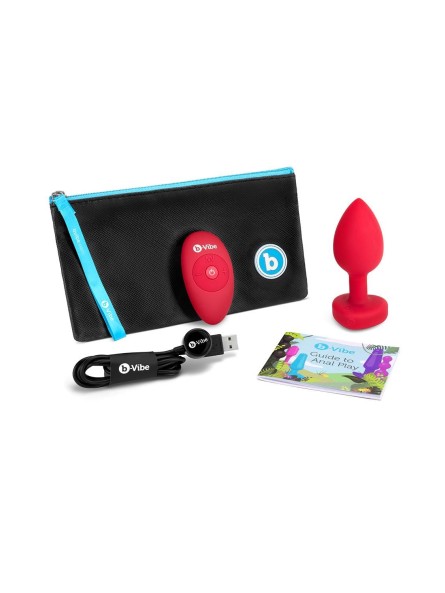 Korek Analny Vibrating Heart Shape Jewel Plug M/L Red b-Vibe