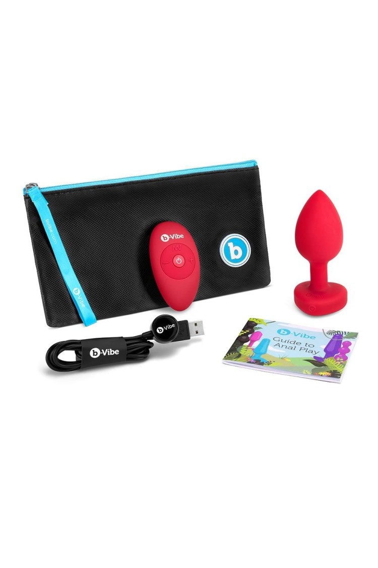 Korek Analny Vibrating Heart Shape Jewel Plug M/L Red b-Vibe