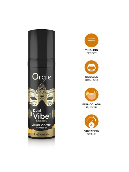 Wibrator W Płynie Dual Vibe! Pina Colada Kissable 15 Ml Orgie