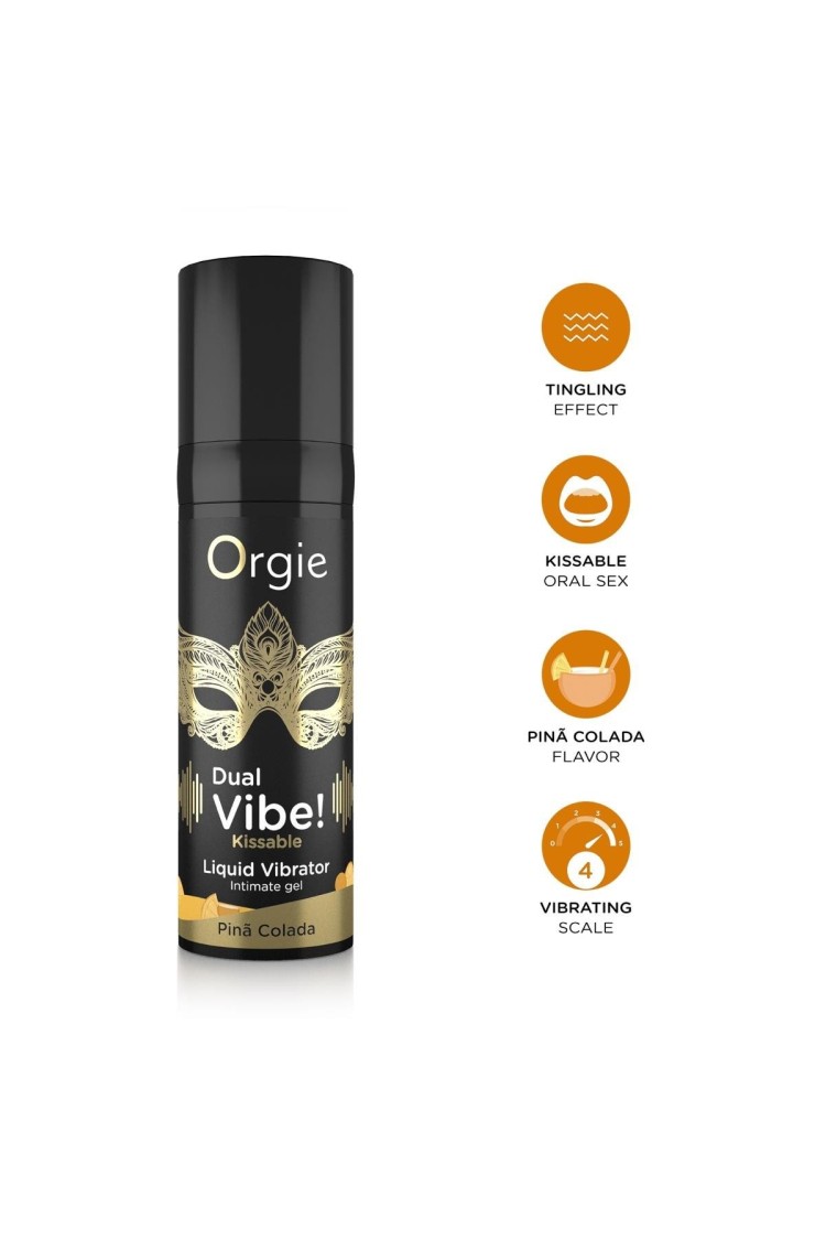 Wibrator W Płynie Dual Vibe! Pina Colada Kissable 15 Ml Orgie