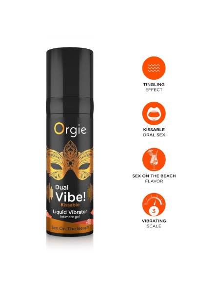 Wibrator W Płynie Dual Vibe! Sex On The Beach Kissable 15Ml Orgie