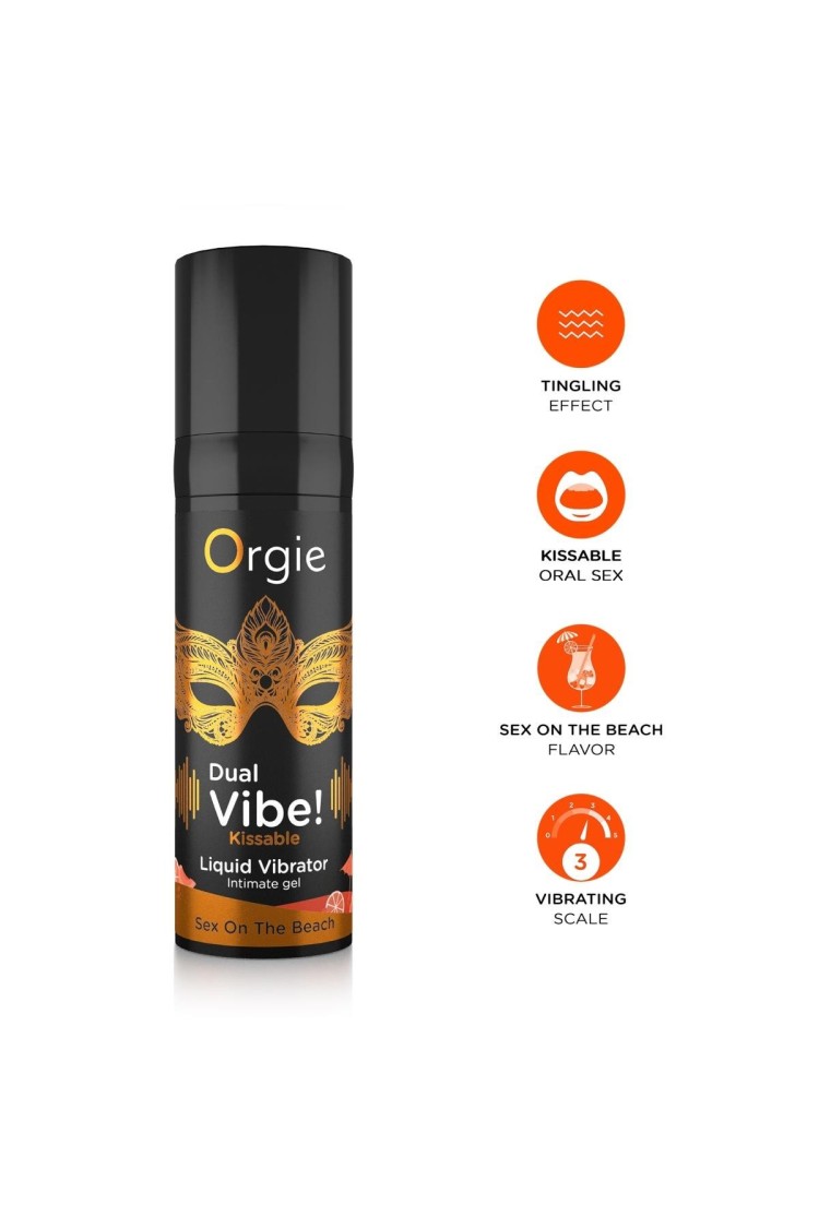 Wibrator W Płynie Dual Vibe! Sex On The Beach Kissable 15Ml Orgie