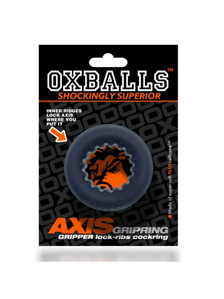 Pierścień erekcyjny Axis Rib Griphold Cockring Ice Black Oxballs