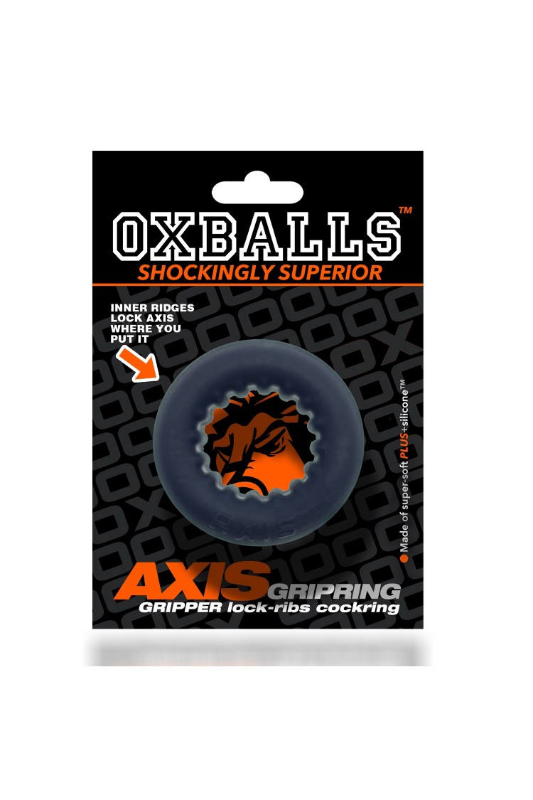 Pierścień erekcyjny Axis Rib Griphold Cockring Ice Black Oxballs