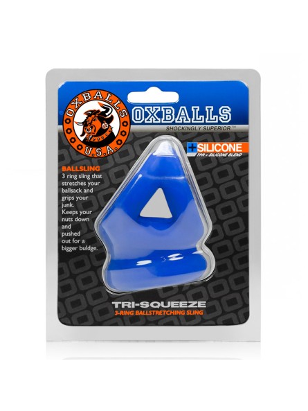 Rozciągacz jąder Tri-Squeeze Cocksling and Ballstretcher Oxballs niebieski