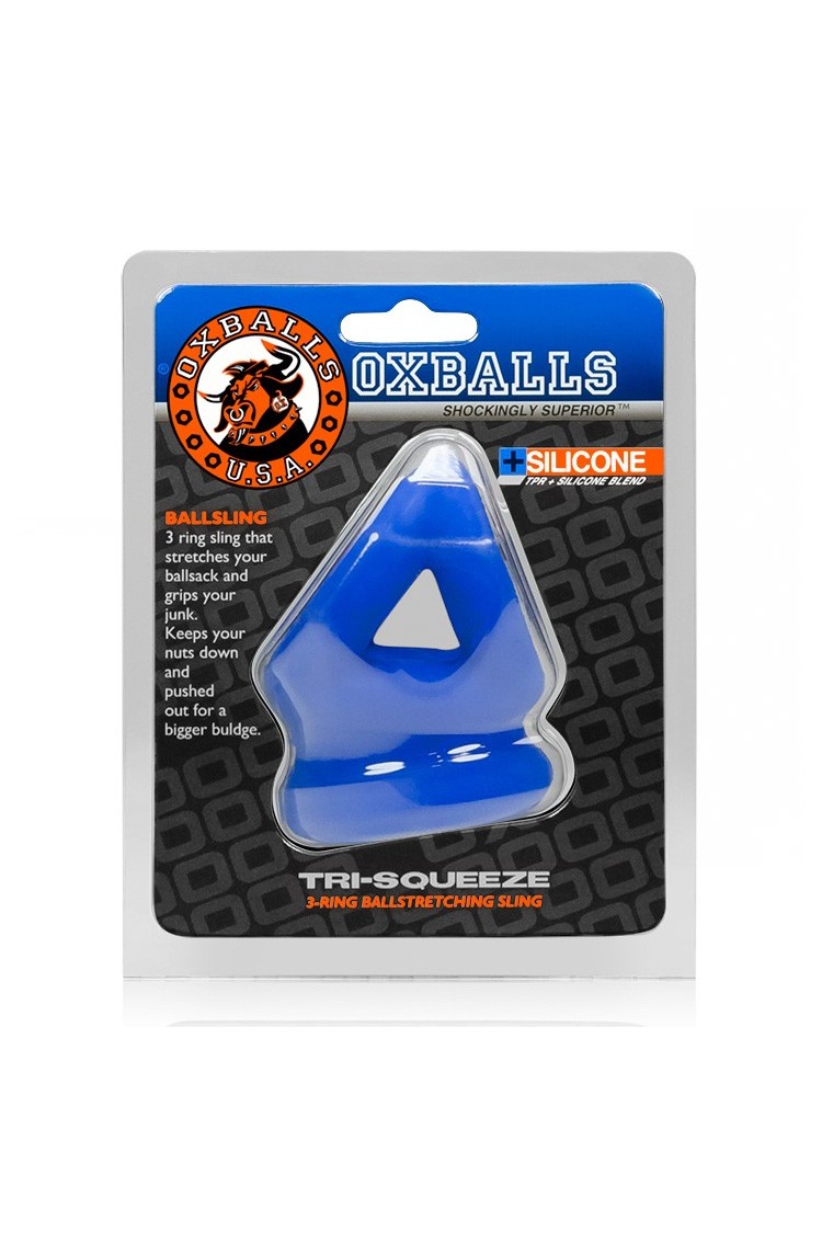 Rozciągacz jąder Tri-Squeeze Cocksling and Ballstretcher Oxballs niebieski
