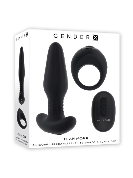Zestaw Korek Analny I Pierścień Erekcyjny Teamwork Gender X