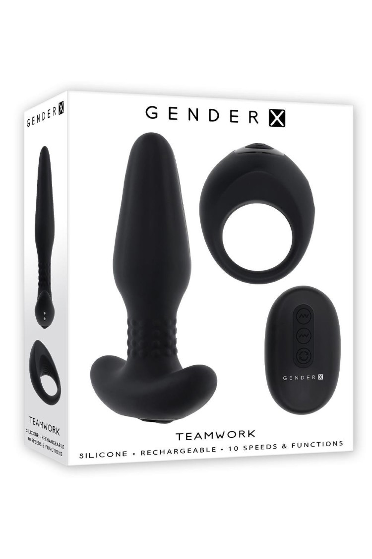 Zestaw Korek Analny I Pierścień Erekcyjny Teamwork Gender X