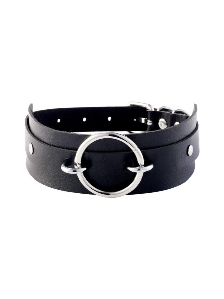 Obróżka O-Ring Front Collar Black/Silver Kinky Diva